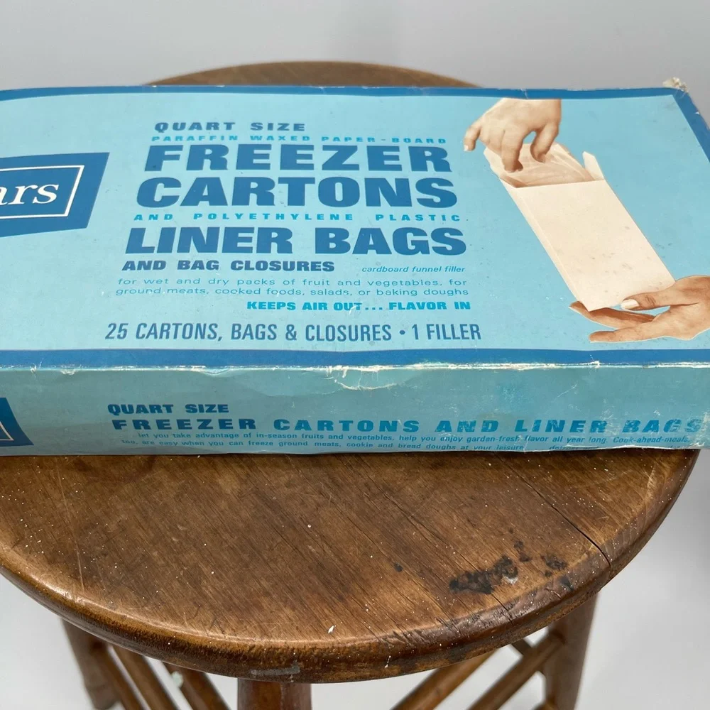 Vintage Sears Blue Freezer Cartons and Liner Bags